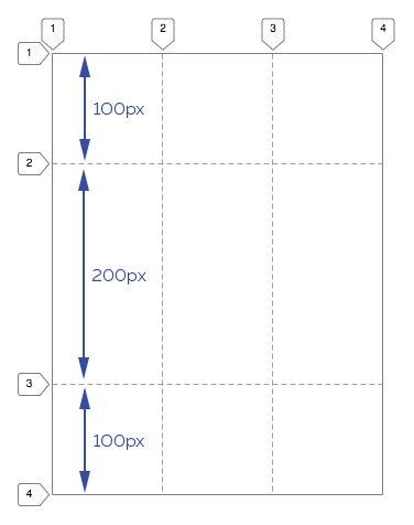 Schematic representation of a grid with three columns and three rows