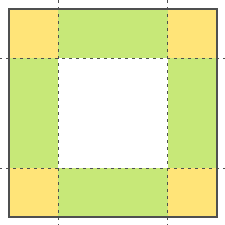 A diagram of the fillable frame areas when using the border-image-repeat property