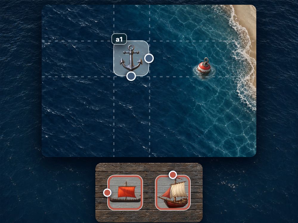 Two elements before attaching them to one anchor