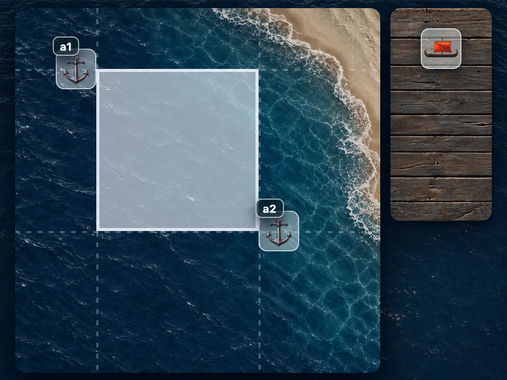 Four guides define the connector rectangle