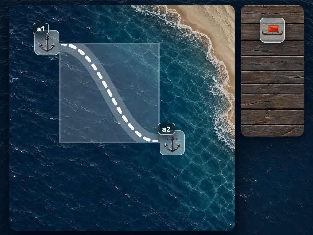 The background line fills the connector and reaches both anchors