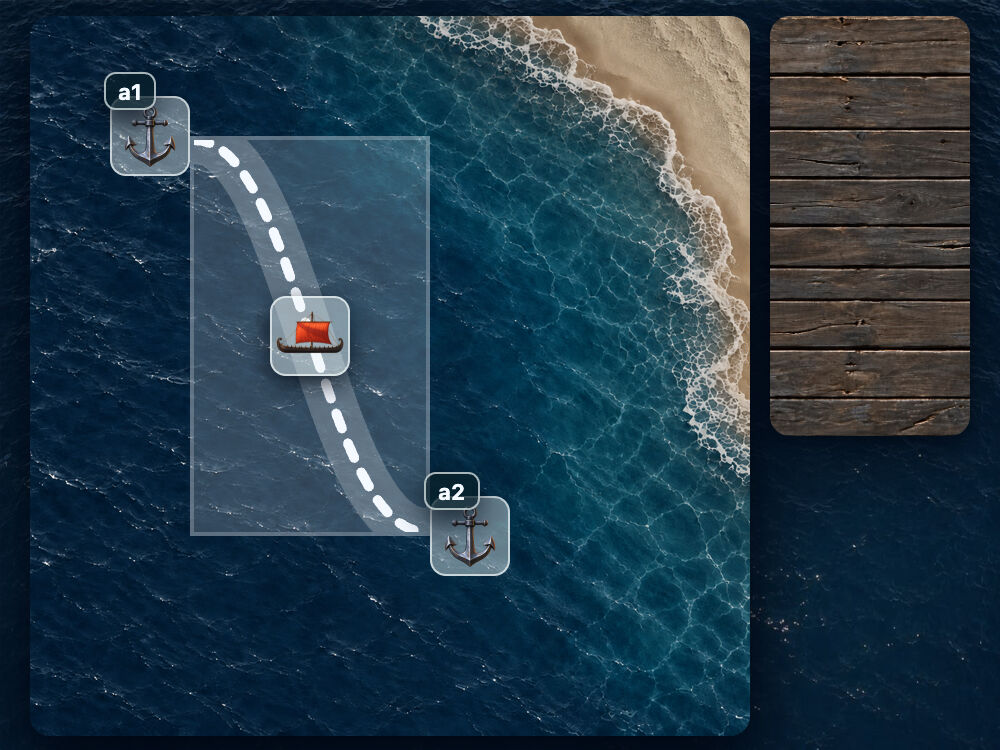 Move the second anchor. The whole chain follows.