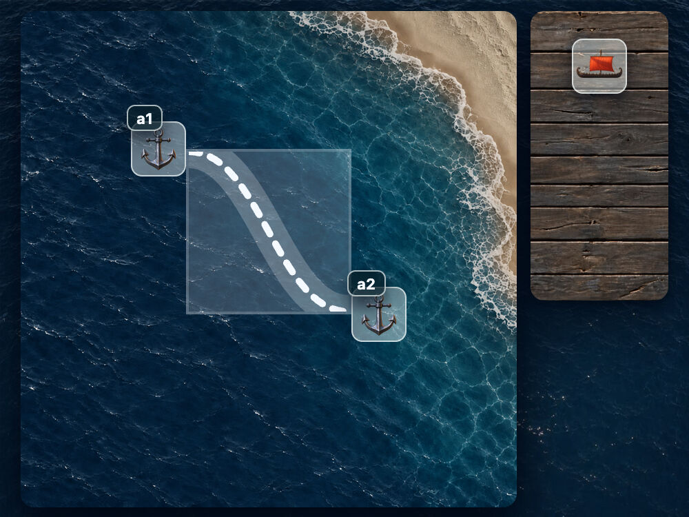 Move the first anchor. The connector stretches with it.