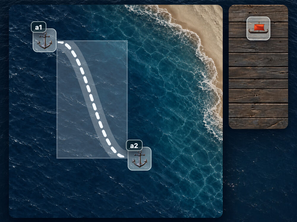 Move the second anchor. The connector still reaches both.